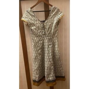 Trishaa Brown Embroidered Indian Ethnic Kurta Tunic Dress Women’s Small